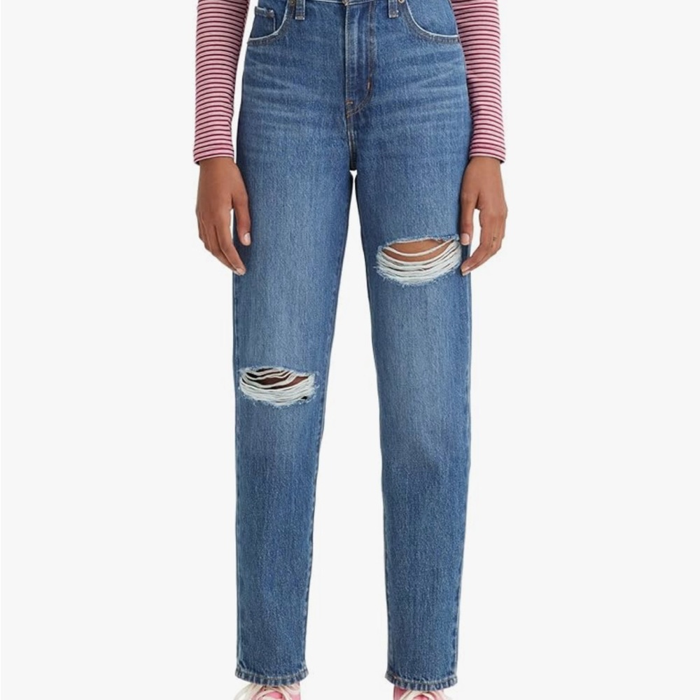 Levi's Blue Straight Leg Distressed Jeans